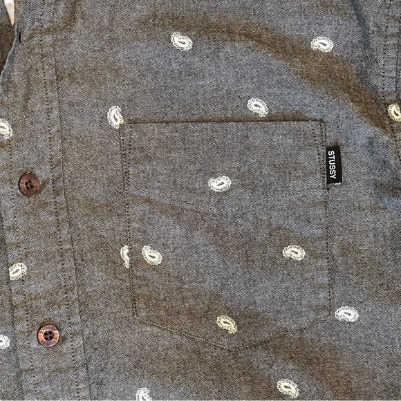 Stussy Micro Paisley Button-Down Shirt in Gray Men’s Small - Picture 4 of 7